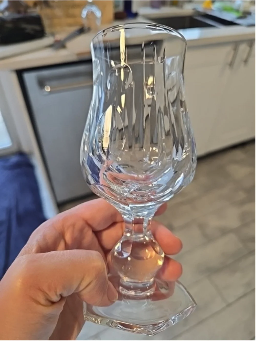 Vintage Mozart Heavy Cut Crystal Cordial Hexagonal Base Faceted Goblets 2 pc Set